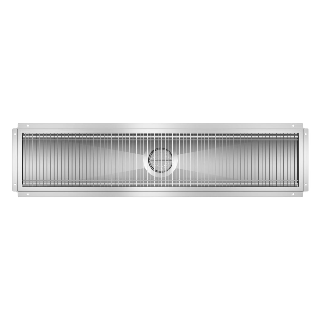 12" x 54" Stainless Steel Floor Trough Drain, 14-Gauge with Subway-Style Grating & Removable Drain Basket, NSF Listed
