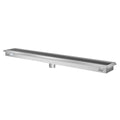 12" x 84" Stainless Steel Floor Trough Drain, 14-Gauge with Subway-Style Grating & Removable Drain Basket, NSF Listed