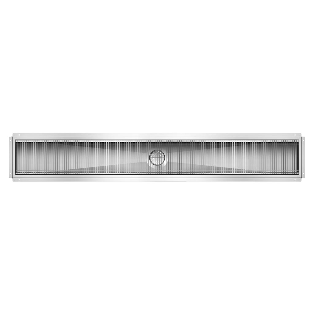 12" x 84" Stainless Steel Floor Trough Drain, 14-Gauge with Subway-Style Grating & Removable Drain Basket, NSF Listed