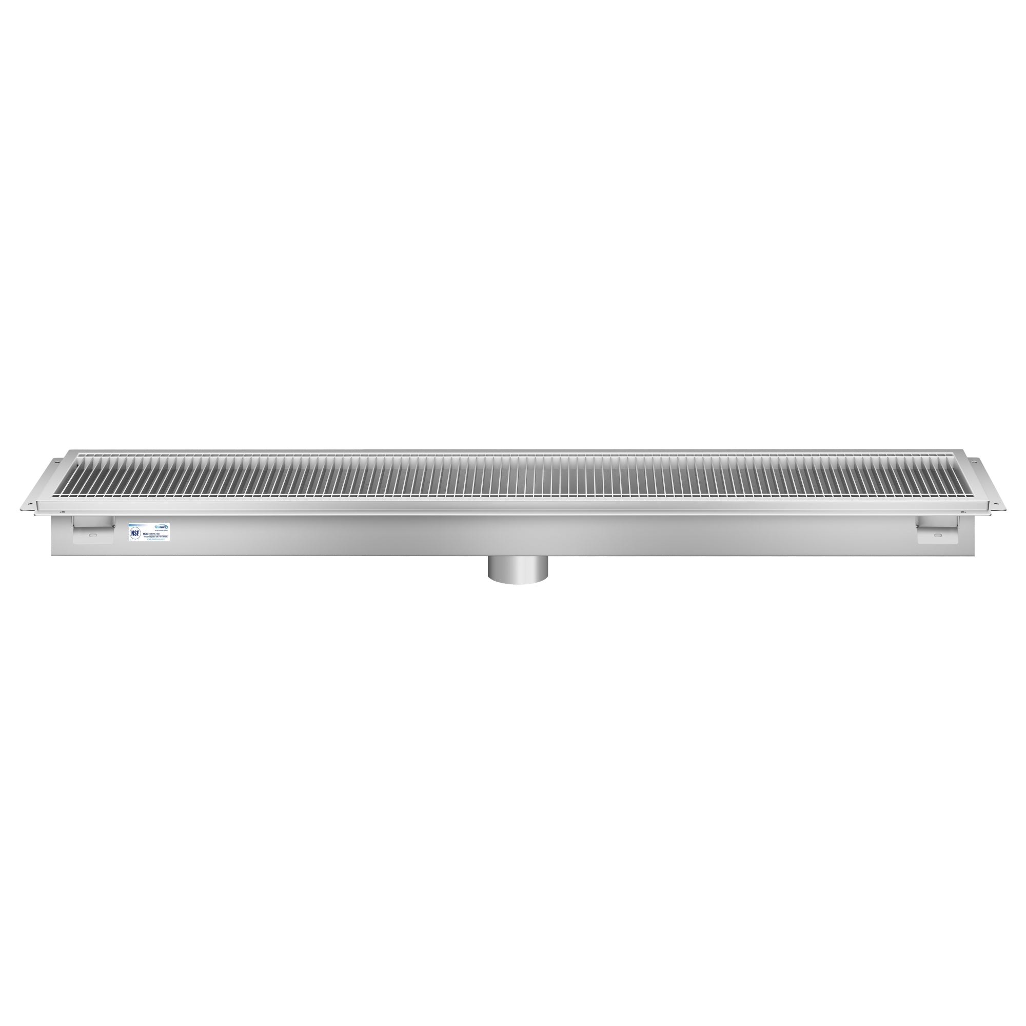12" x 60" Stainless Steel Floor Trough Drain, 14-Gauge with Subway-Style Grating & Removable Drain Basket, NSF Listed