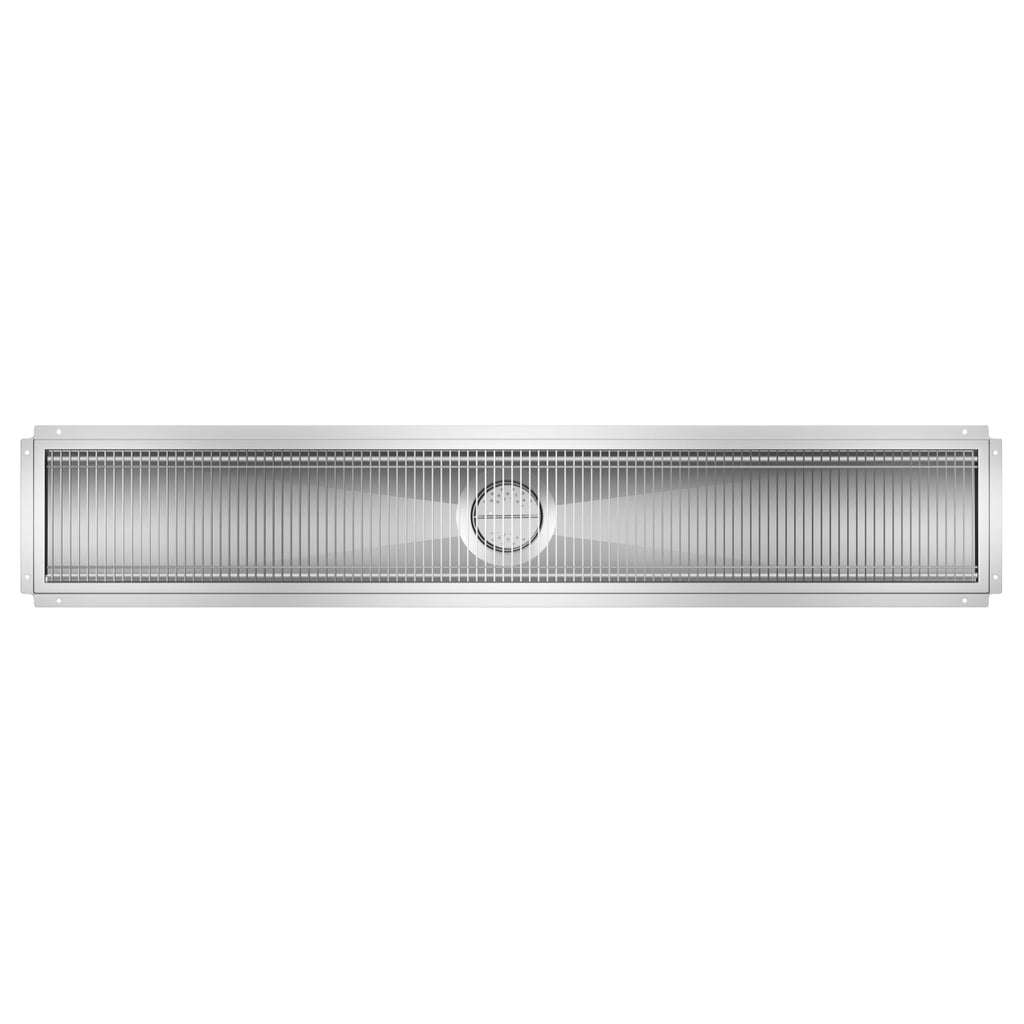12" x 72" Stainless Steel Floor Trough Drain, 14-Gauge with Subway-Style Grating & Removable Drain Basket, NSF Listed
