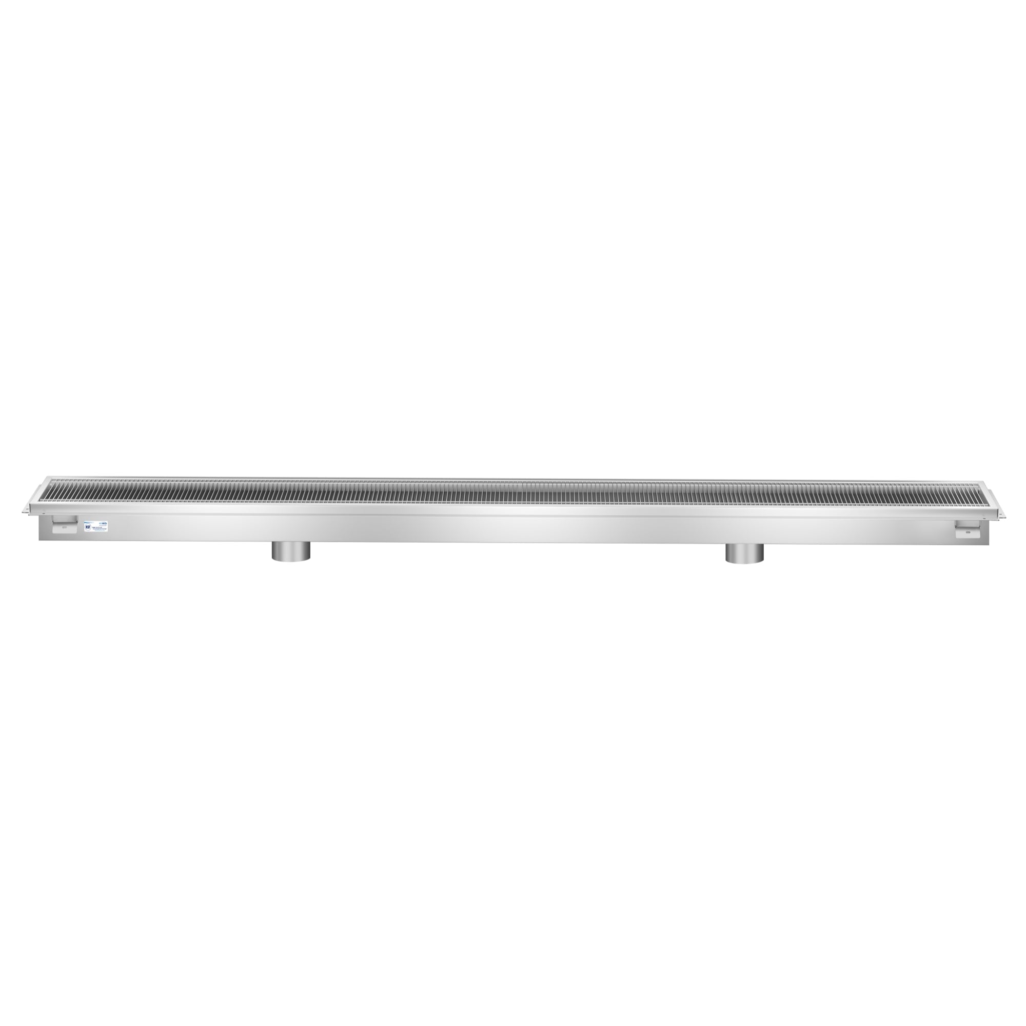 12" x 96" Stainless Steel Floor Trough Drain, 14-Gauge with Subway-Style Grating & Removable Drain Basket, NSF Listed