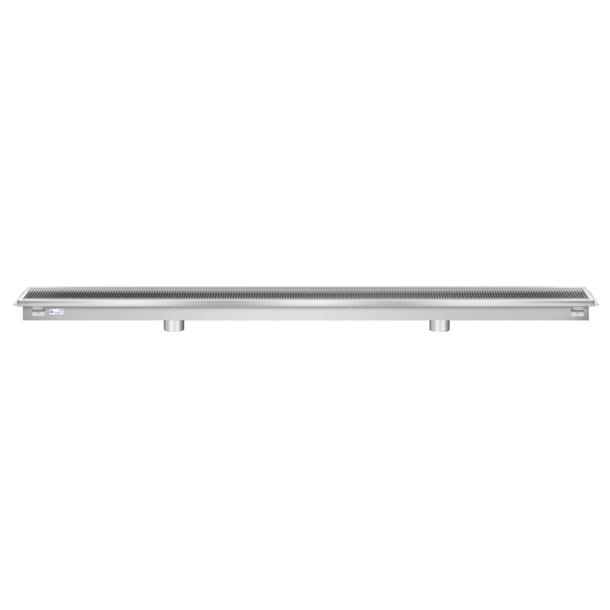 12" x 120" Stainless Steel Floor Trough Drain, 14-Gauge with Subway-Style Grating & Removable Drain Basket, NSF Listed