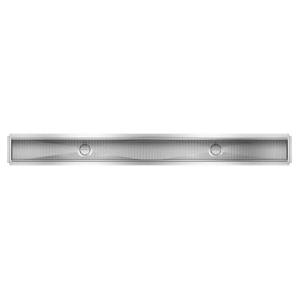12" x 120" Stainless Steel Floor Trough Drain, 14-Gauge with Subway-Style Grating & Removable Drain Basket, NSF Listed