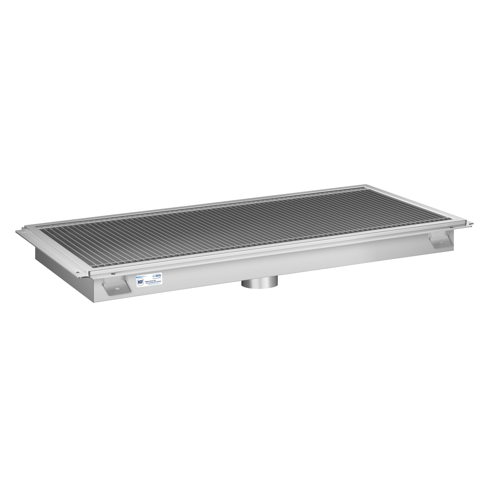 18" x 42" Stainless Steel Floor Trough Drain, 14-Gauge with Subway-Style Grating & Removable Drain Basket, NSF Listed