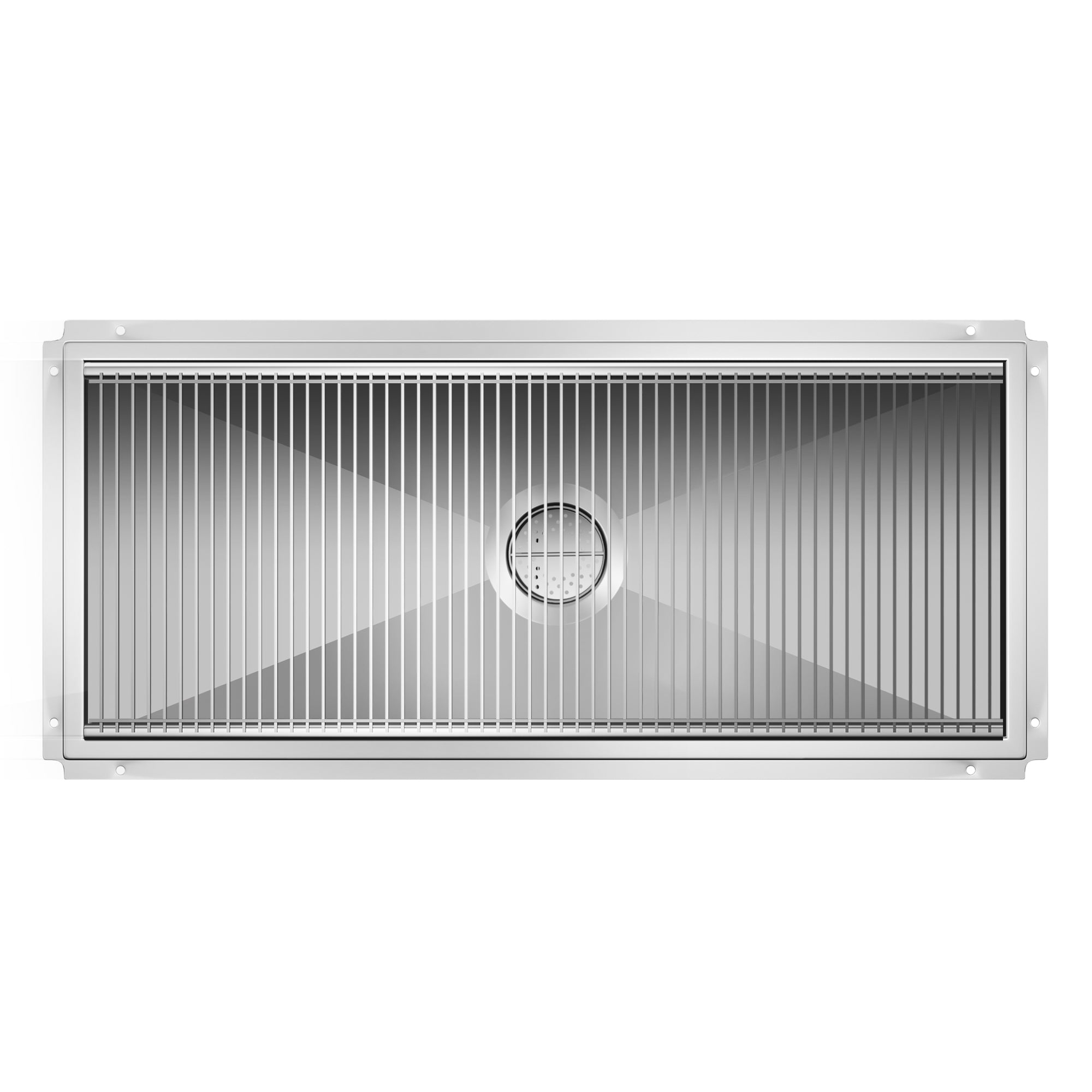 18" x 42" Stainless Steel Floor Trough Drain, 14-Gauge with Subway-Style Grating & Removable Drain Basket, NSF Listed