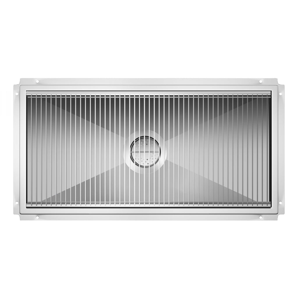 18" x 36" Stainless Steel Floor Trough Drain, 14-Gauge with Subway-Style Grating & Removable Drain Basket, NSF Listed