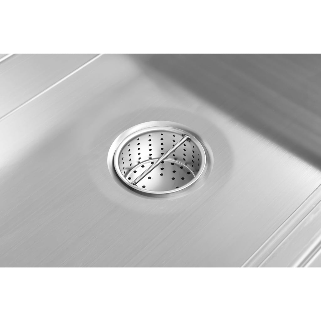 18" x 36" Stainless Steel Floor Trough Drain, 14-Gauge with Subway-Style Grating & Removable Drain Basket, NSF Listed