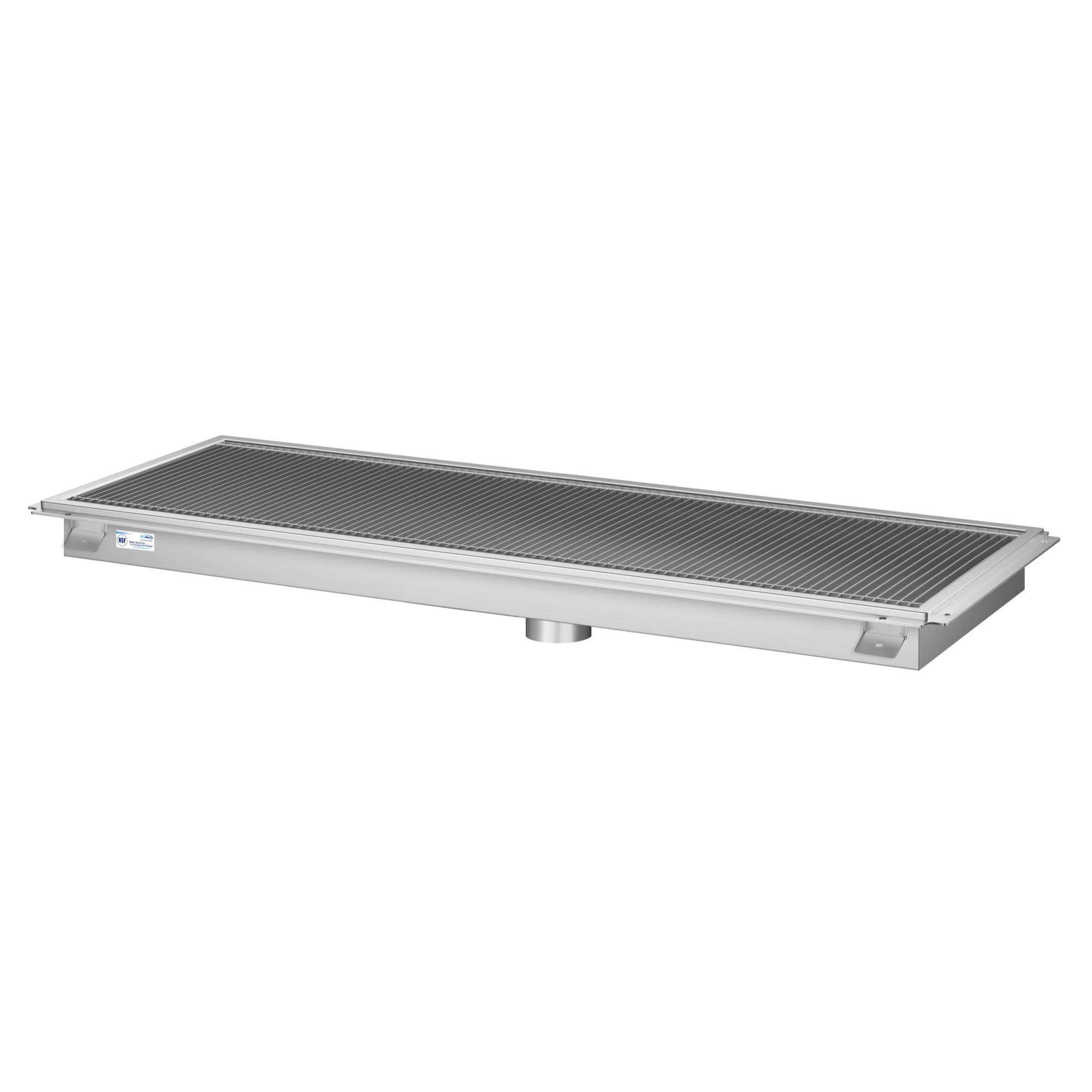18" x 54" Stainless Steel Floor Trough Drain, 14-Gauge with Subway-Style Grating & Removable Drain Basket, NSF Listed