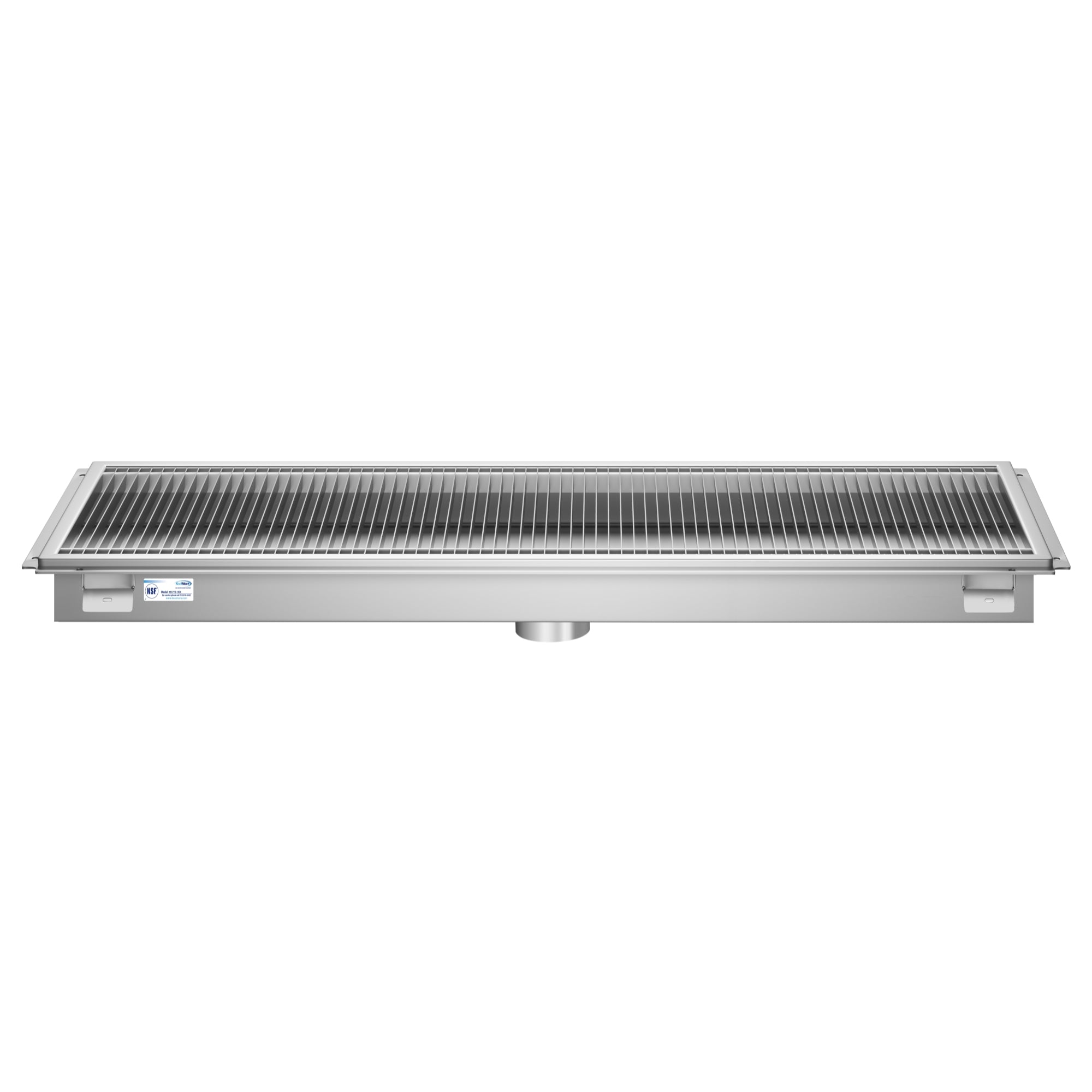 18" x 54" Stainless Steel Floor Trough Drain, 14-Gauge with Subway-Style Grating & Removable Drain Basket, NSF Listed