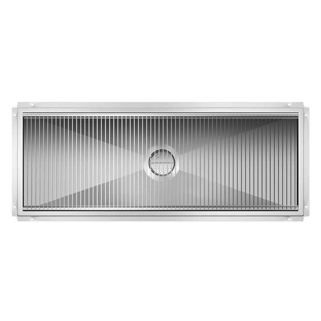18" x 48" Stainless Steel Floor Trough Drain, 14-Gauge with Subway-Style Grating & Removable Drain Basket, NSF Listed
