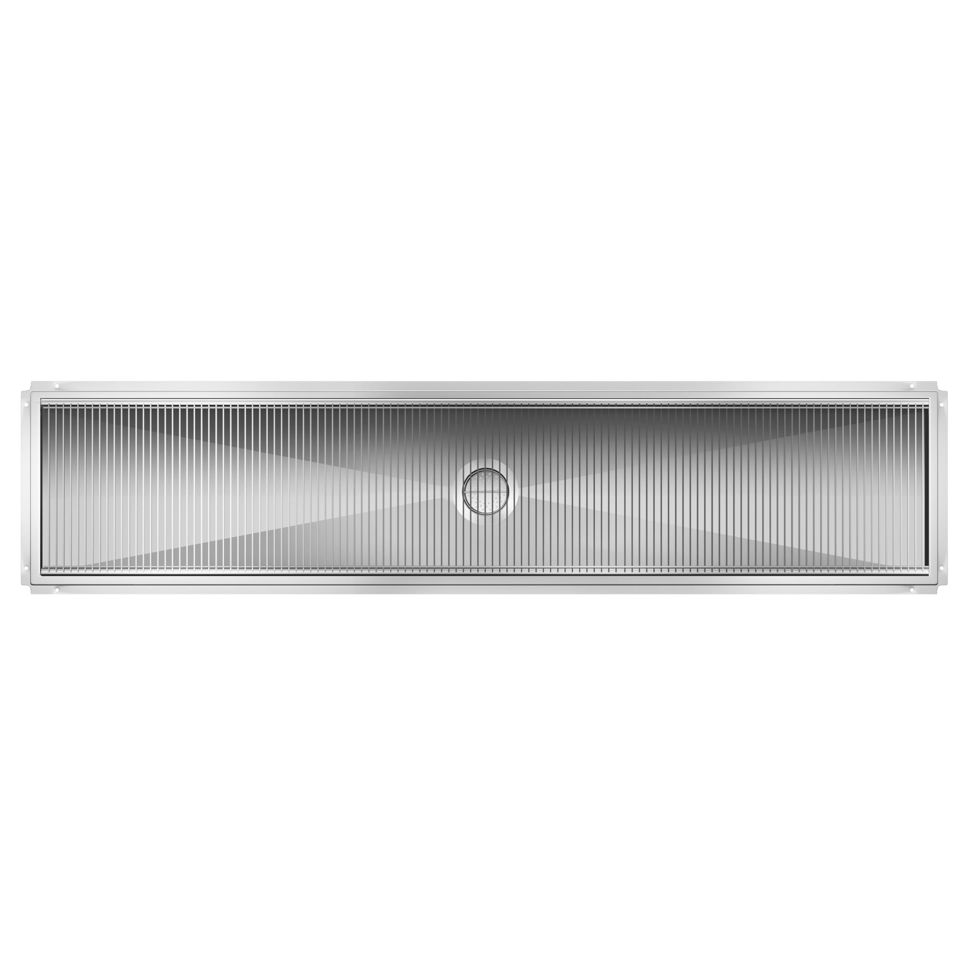 18" x 84" Stainless Steel Floor Trough Drain, 14-Gauge with Subway-Style Grating & Removable Drain Basket, NSF Listed