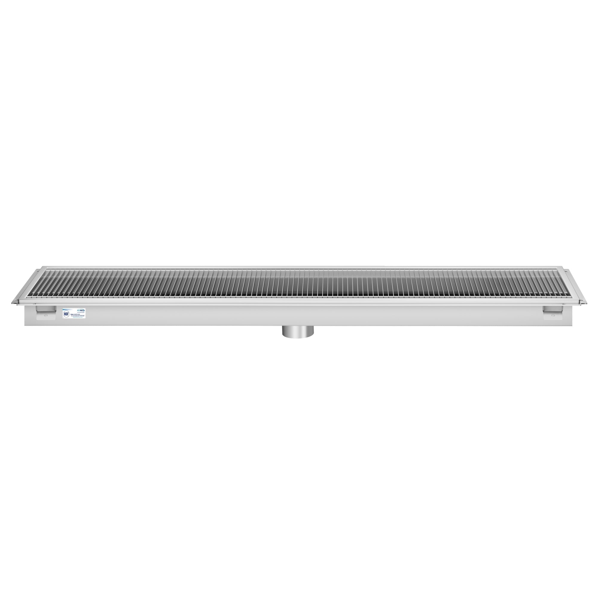 18" x 72" Stainless Steel Floor Trough Drain, 14-Gauge with Subway-Style Grating & Removable Drain Basket, NSF Listed