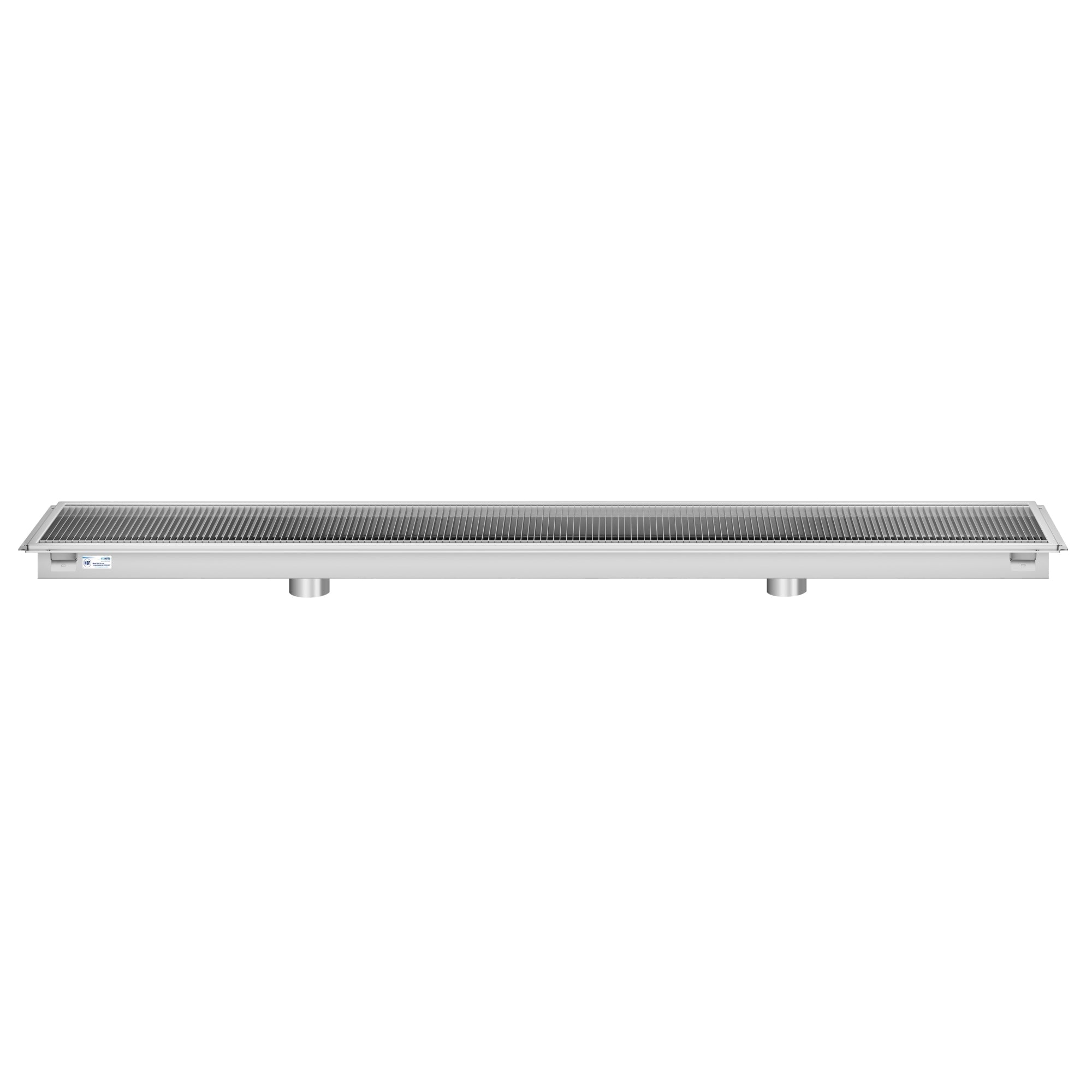 18" x 96" Stainless Steel Floor Trough Drain, 14-Gauge with Subway-Style Grating & Removable Drain Basket, NSF Listed
