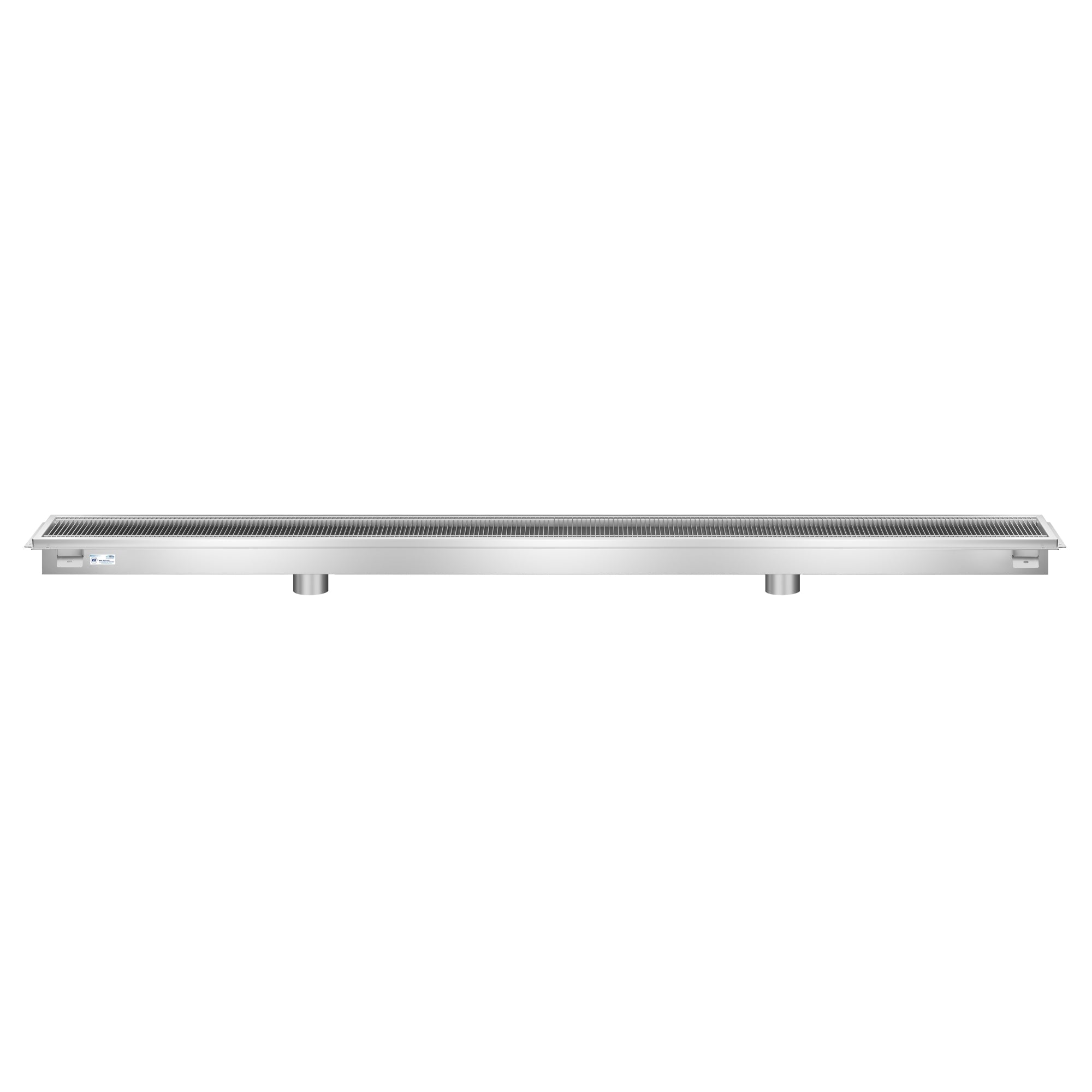 12" x 108" Stainless Steel Floor Trough Drain, 14-Gauge with Subway-Style Grating & Removable Drain Basket, NSF Listed
