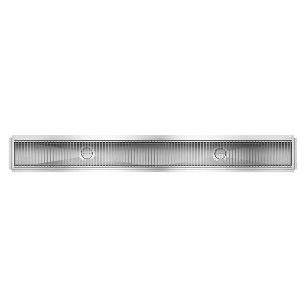 12" x 108" Stainless Steel Floor Trough Drain, 14-Gauge with Subway-Style Grating & Removable Drain Basket, NSF Listed