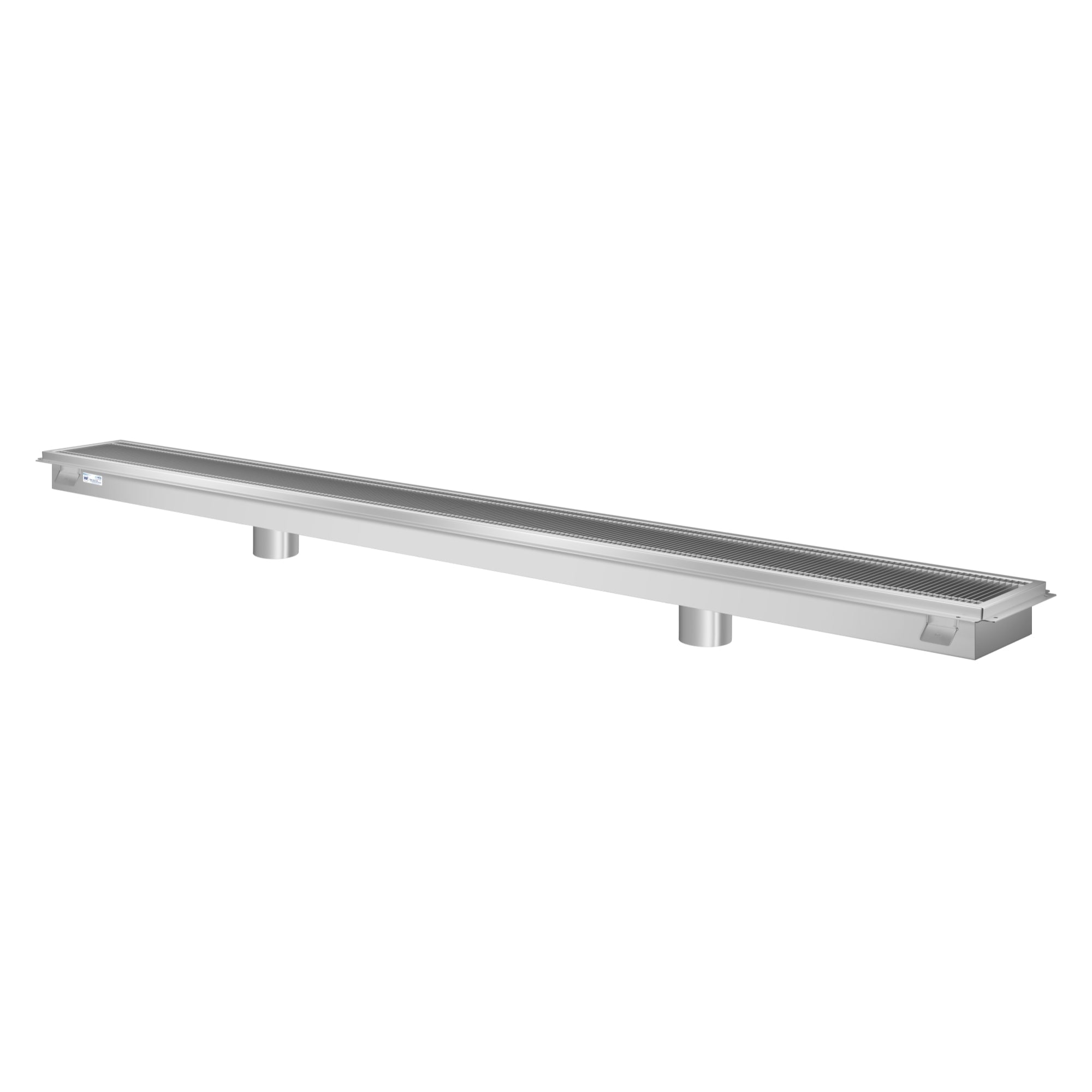 12" x 108" Stainless Steel Floor Trough Drain, 14-Gauge with Subway-Style Grating & Removable Drain Basket, NSF Listed