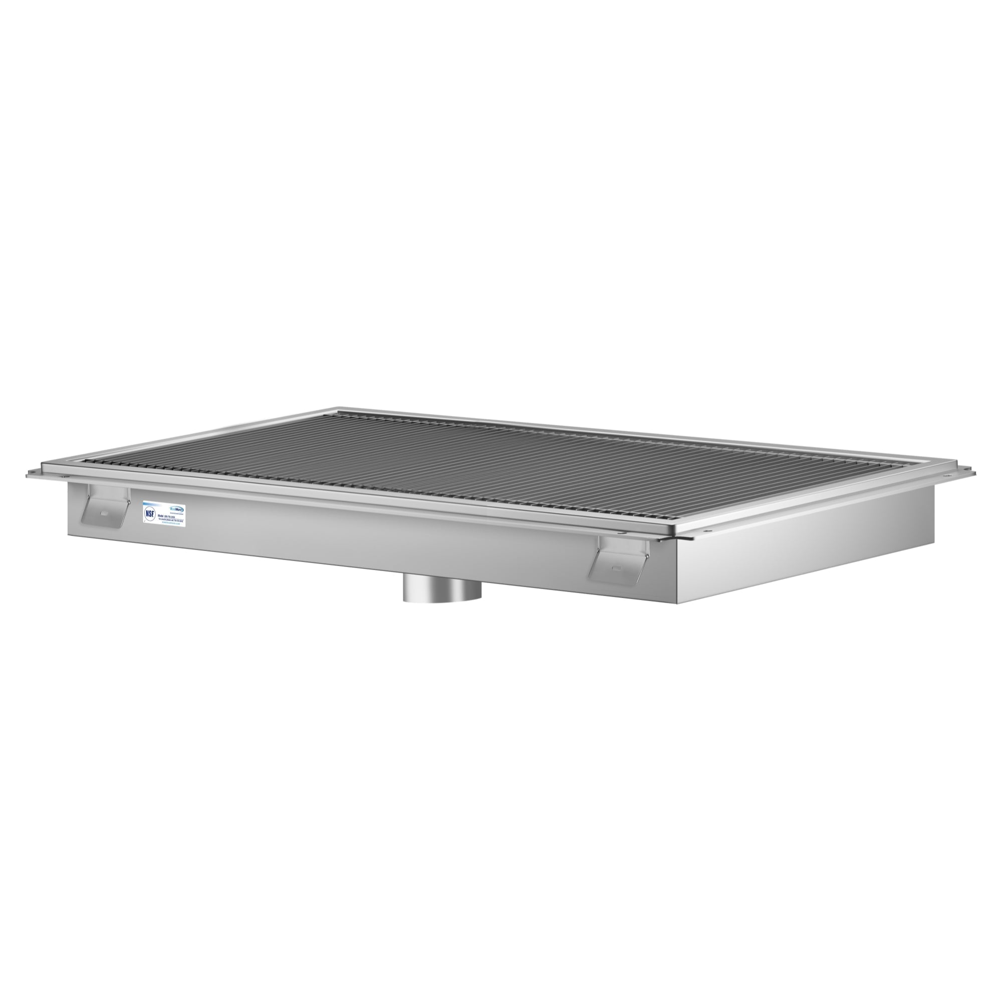 24" x 36" Stainless Steel Floor Trough Drain, 14-Gauge with Subway-Style Grating & Removable Drain Basket, NSF Listed