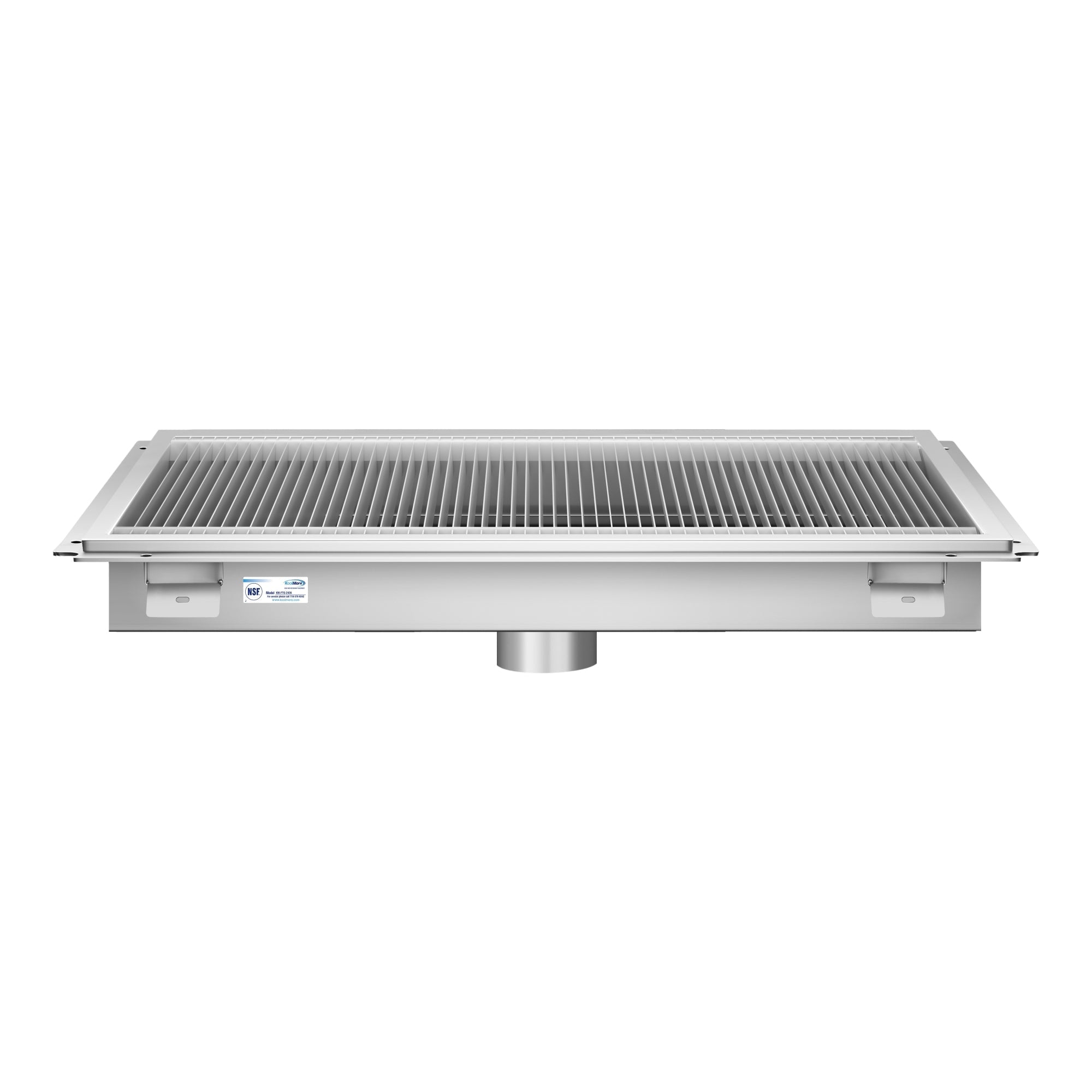24" x 36" Stainless Steel Floor Trough Drain, 14-Gauge with Subway-Style Grating & Removable Drain Basket, NSF Listed
