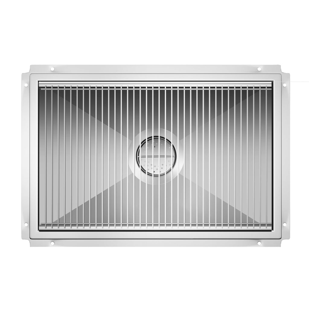 24" x 36" Stainless Steel Floor Trough Drain, 14-Gauge with Subway-Style Grating & Removable Drain Basket, NSF Listed