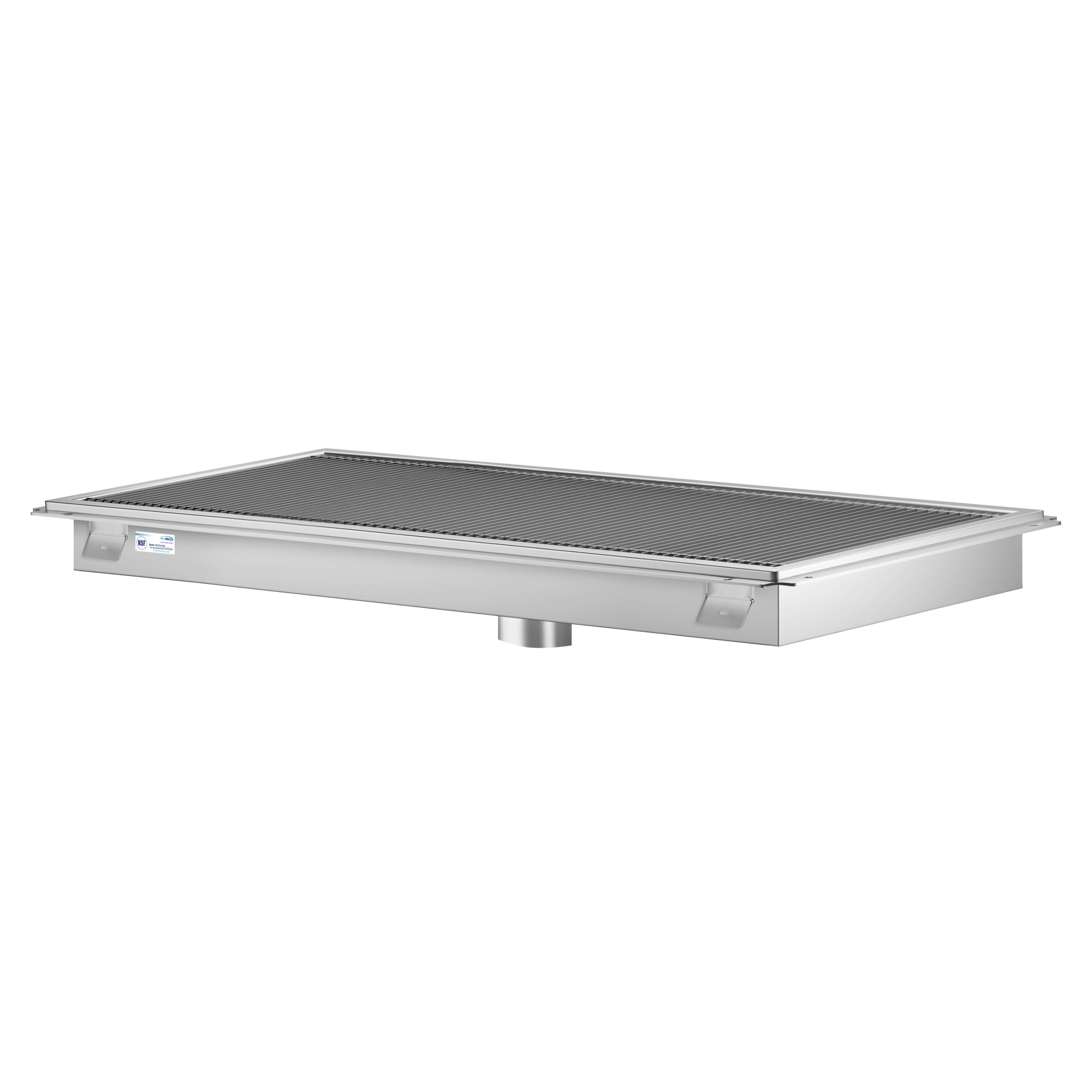 24" x 48" Stainless Steel Floor Trough Drain, 14-Gauge with Subway-Style Grating & Removable Drain Basket, NSF Listed