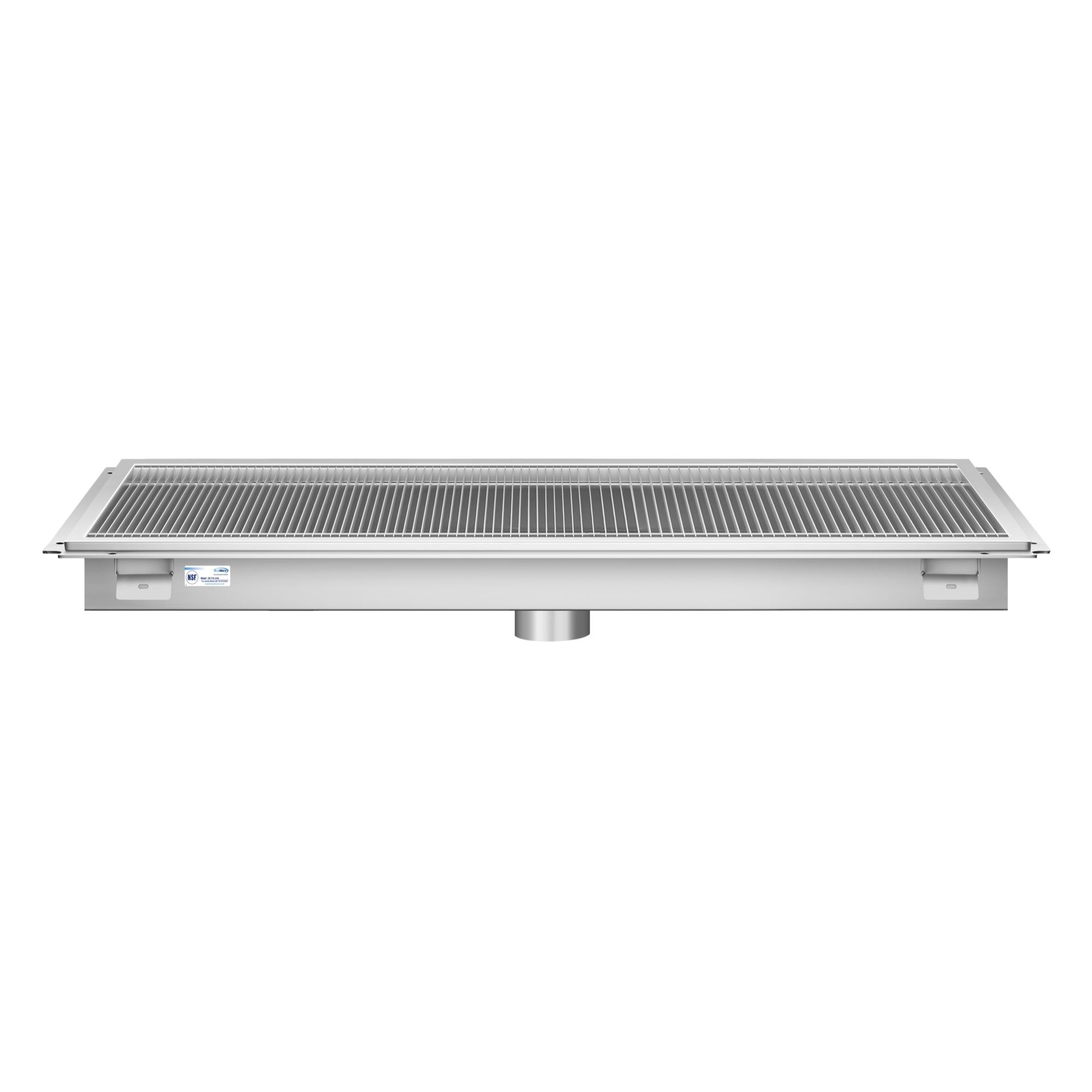 24" x 48" Stainless Steel Floor Trough Drain, 14-Gauge with Subway-Style Grating & Removable Drain Basket, NSF Listed