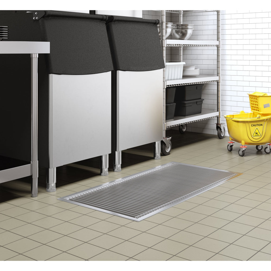 24" x 48" Stainless Steel Floor Trough Drain, 14-Gauge with Subway-Style Grating & Removable Drain Basket, NSF Listed