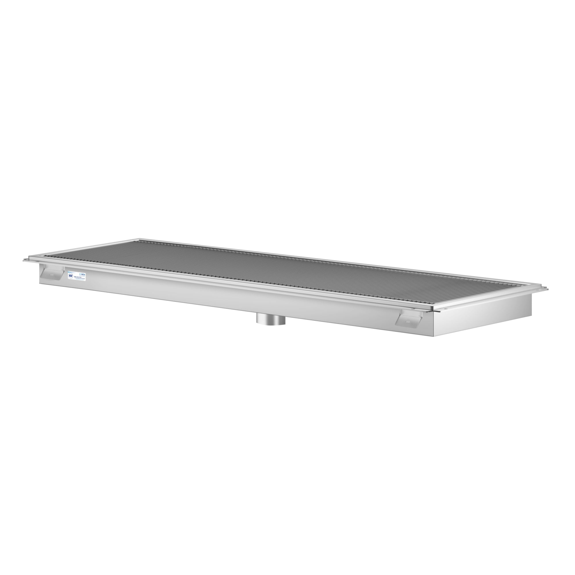 24" x 72" Stainless Steel Floor Trough Drain, 14-Gauge with Subway-Style Grating & Removable Drain Basket, NSF Listed