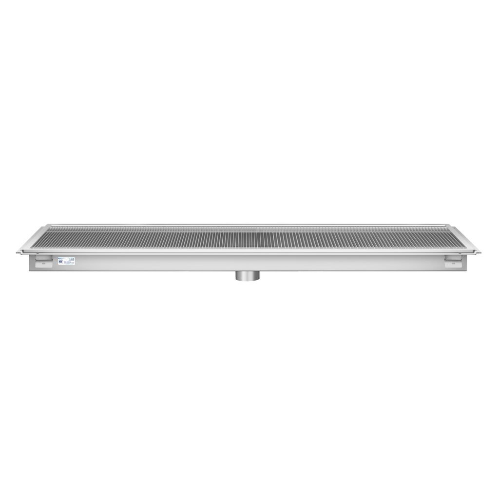 24" x 72" Stainless Steel Floor Trough Drain, 14-Gauge with Subway-Style Grating & Removable Drain Basket, NSF Listed