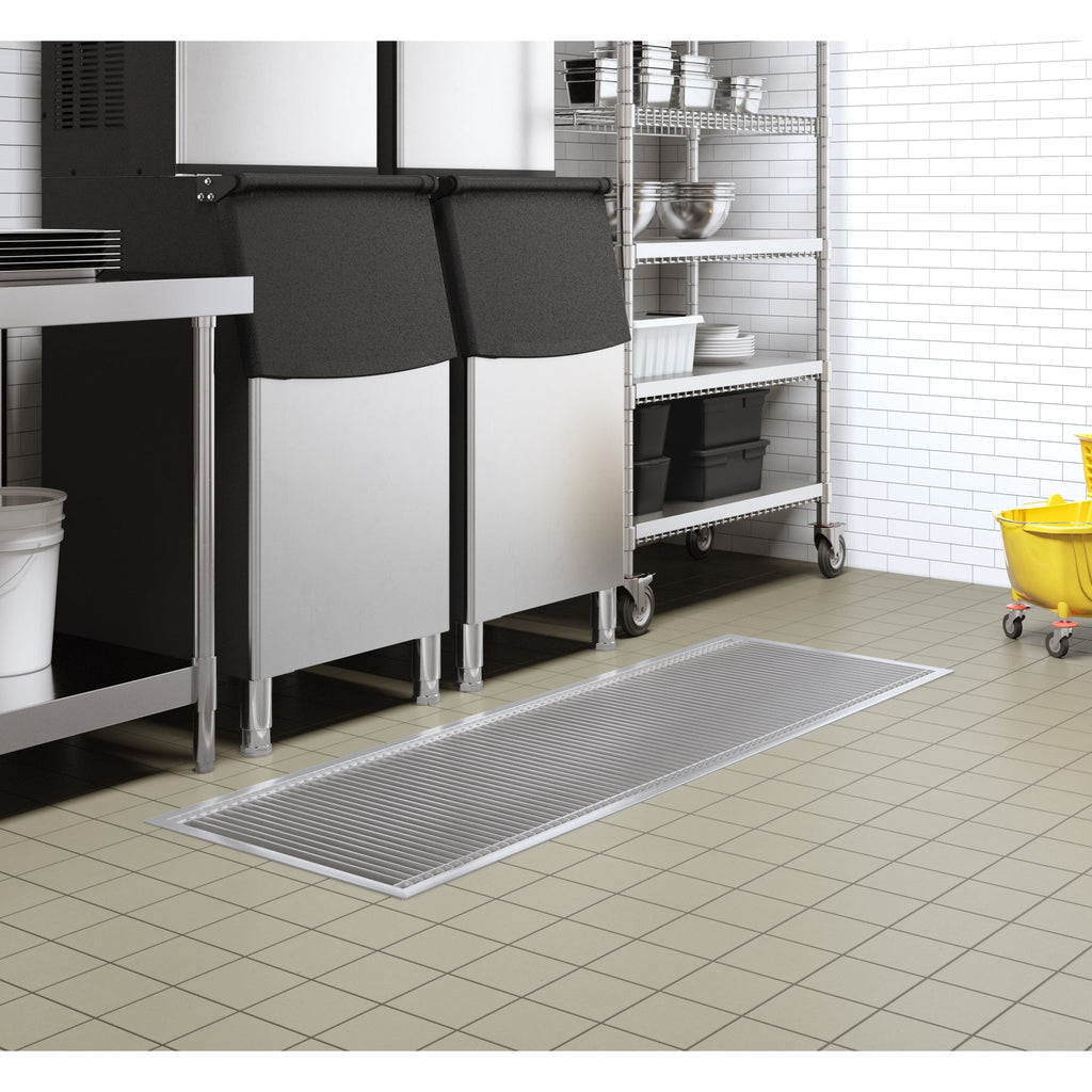 24" x 72" Stainless Steel Floor Trough Drain, 14-Gauge with Subway-Style Grating & Removable Drain Basket, NSF Listed