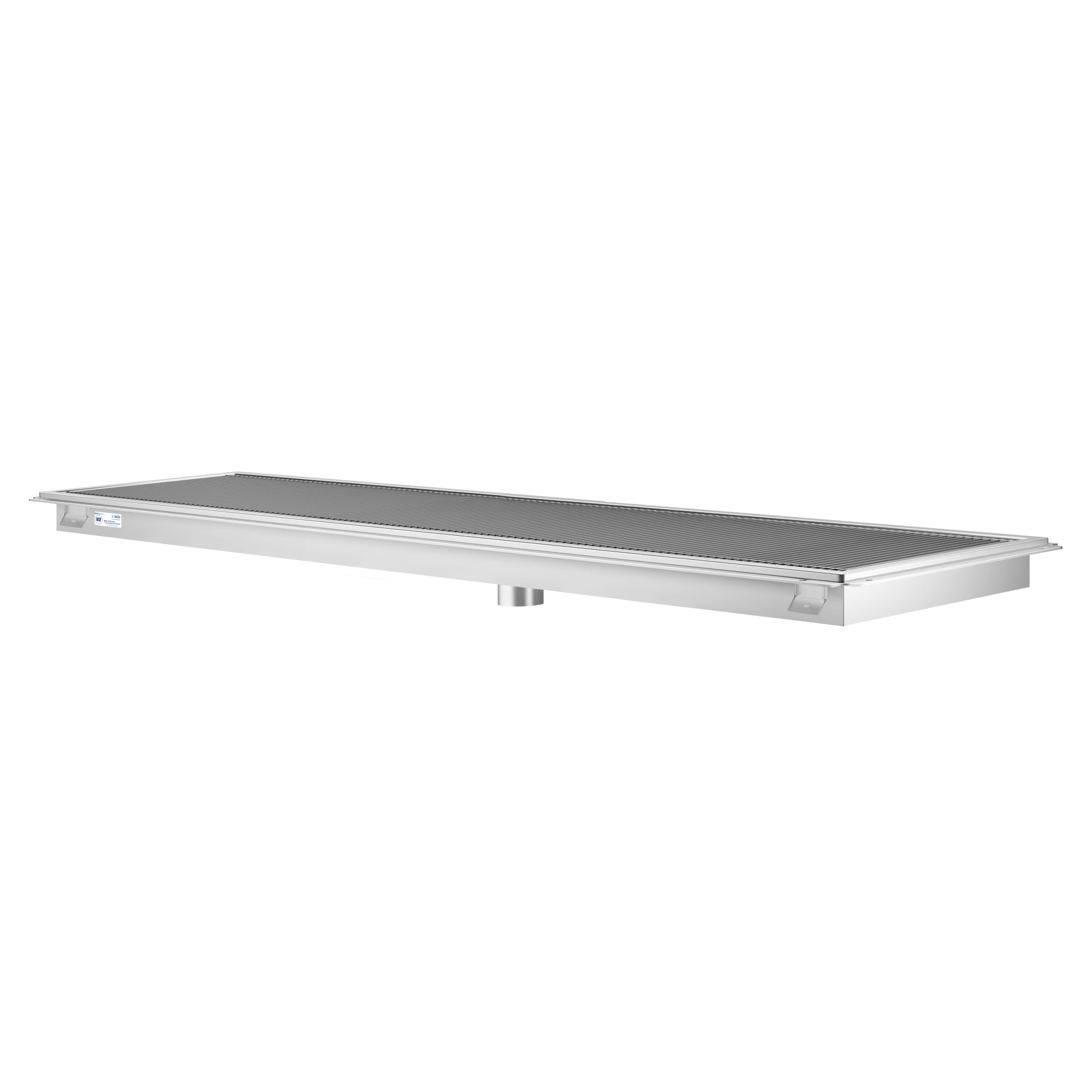 24" x 84" Stainless Steel Floor Trough Drain, 14-Gauge with Subway-Style Grating & Removable Drain Basket, NSF Listed