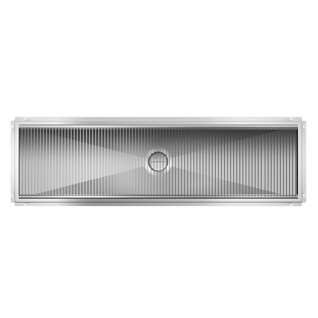 24" x 84" Stainless Steel Floor Trough Drain, 14-Gauge with Subway-Style Grating & Removable Drain Basket, NSF Listed