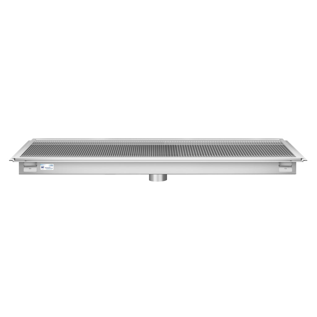 24" x 60" Stainless Steel Floor Trough Drain, 14-Gauge with Subway-Style Grating & Removable Drain Basket, NSF Listed