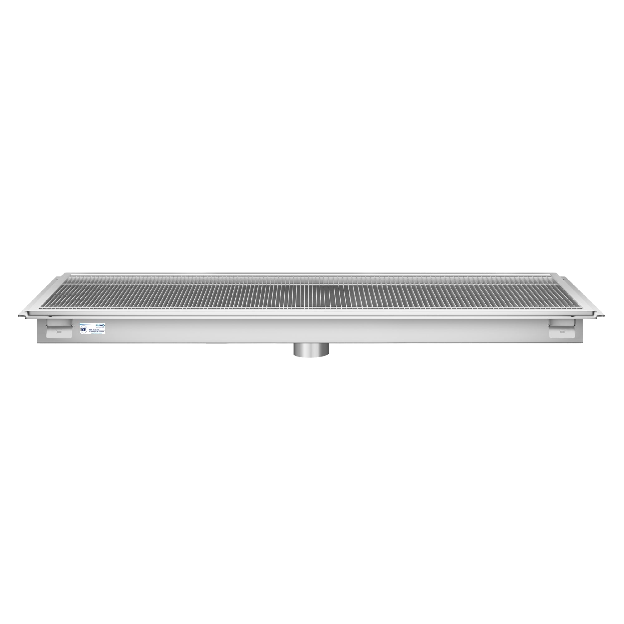 24" x 60" Stainless Steel Floor Trough Drain, 14-Gauge with Subway-Style Grating & Removable Drain Basket, NSF Listed