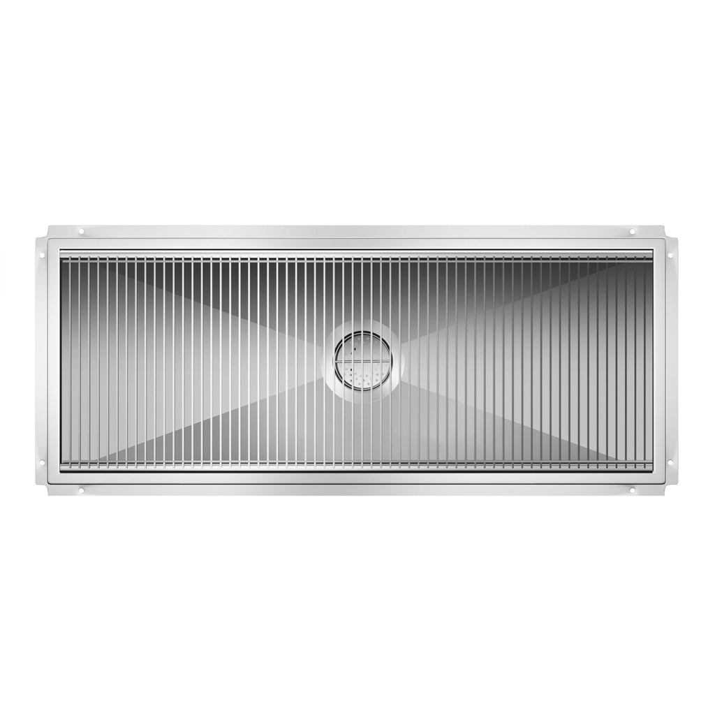 24" x 60" Stainless Steel Floor Trough Drain, 14-Gauge with Subway-Style Grating & Removable Drain Basket, NSF Listed