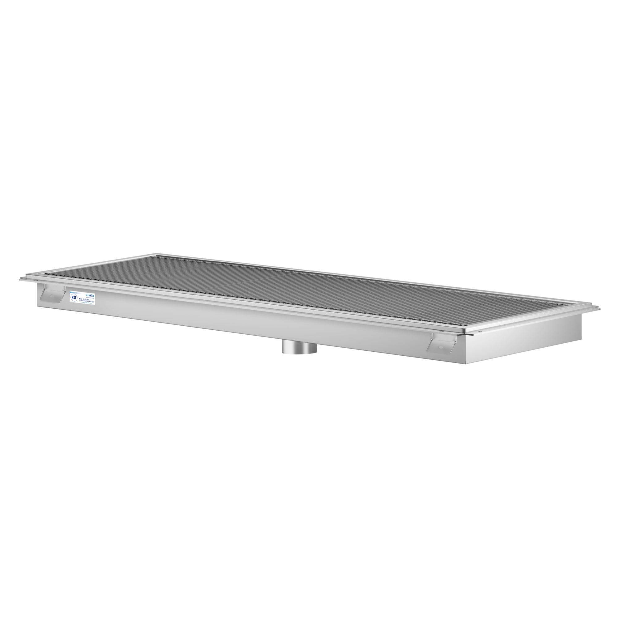 24" x 54" Stainless Steel Floor Trough Drain, 14-Gauge with Subway-Style Grating & Removable Drain Basket, NSF Listed