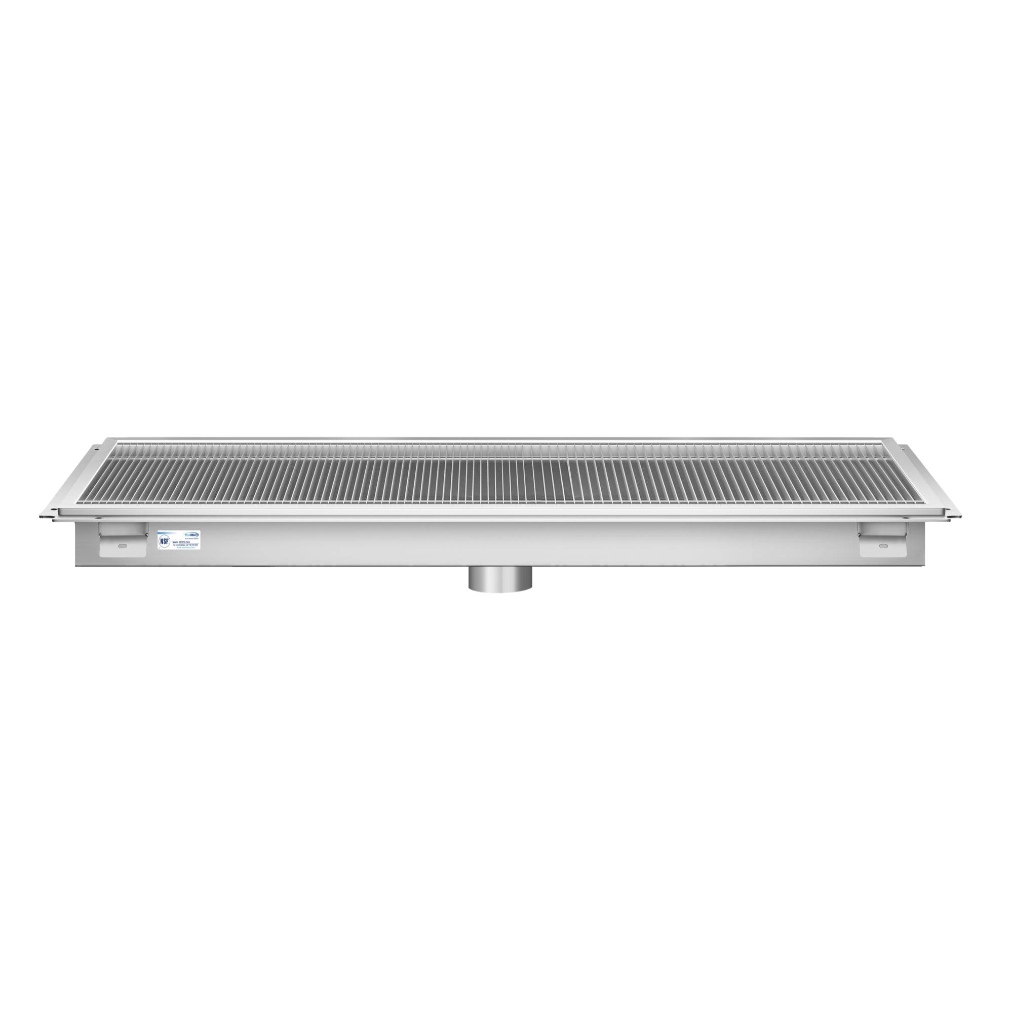 24" x 54" Stainless Steel Floor Trough Drain, 14-Gauge with Subway-Style Grating & Removable Drain Basket, NSF Listed