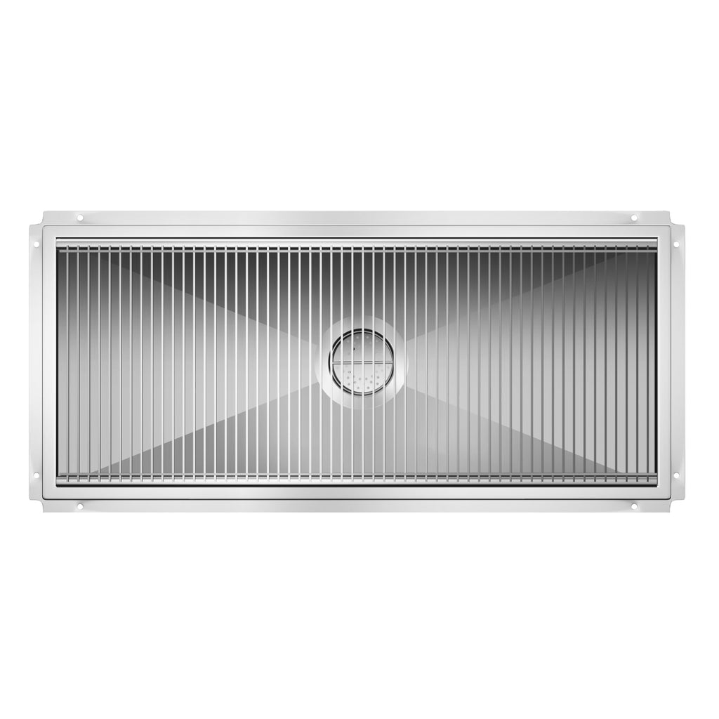 24" x 54" Stainless Steel Floor Trough Drain, 14-Gauge with Subway-Style Grating & Removable Drain Basket, NSF Listed