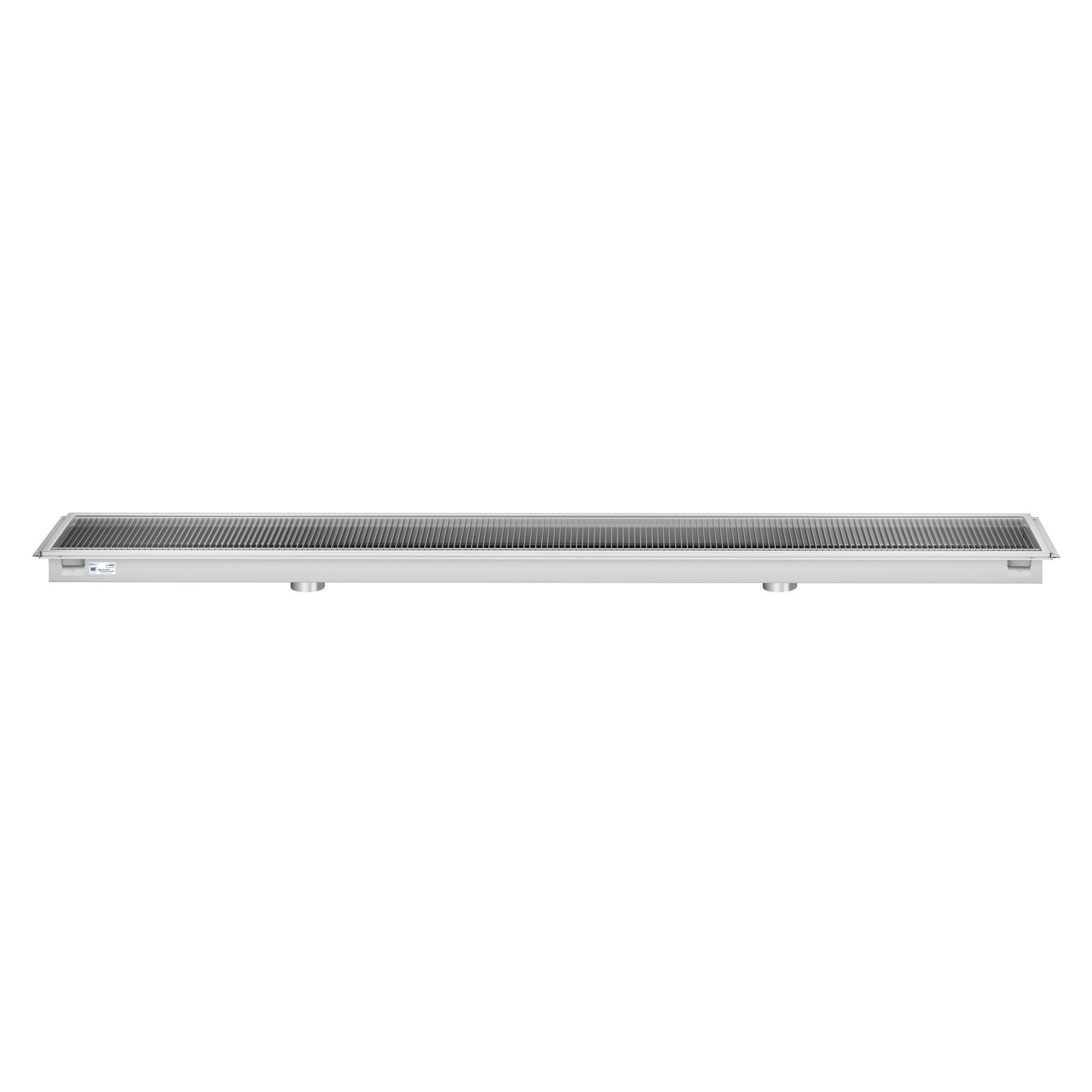 24" x 108" Stainless Steel Floor Trough Drain, 14-Gauge with Subway-Style Grating & Removable Drain Basket, NSF Listed