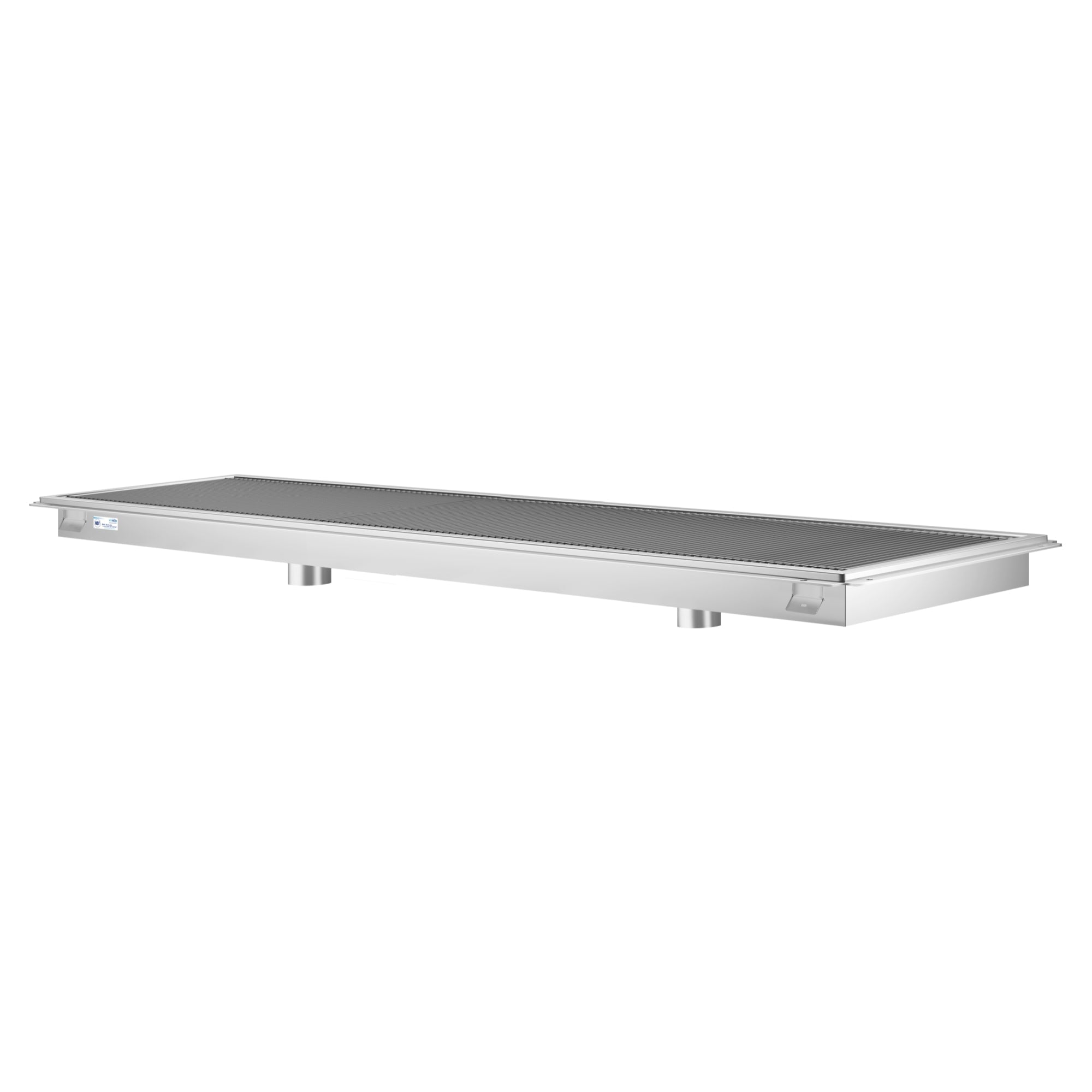 24" x 96" Stainless Steel Floor Trough Drain, 14-Gauge with Subway-Style Grating & Removable Drain Basket, NSF Listed