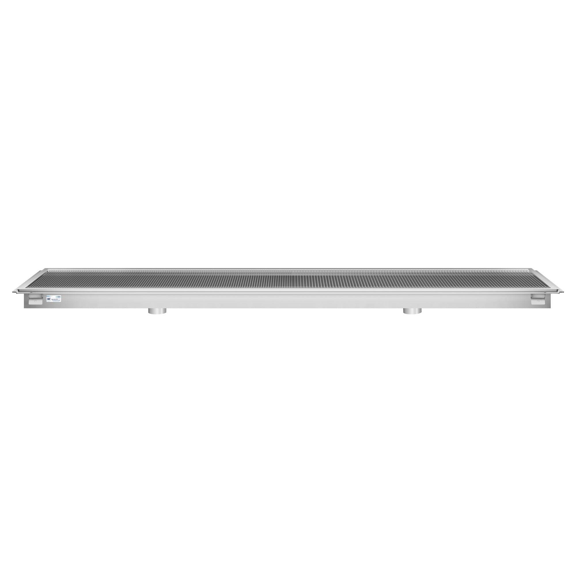 24" x 120" Stainless Steel Floor Trough Drain, 14-Gauge with Subway-Style Grating & Removable Drain Basket, NSF Listed
