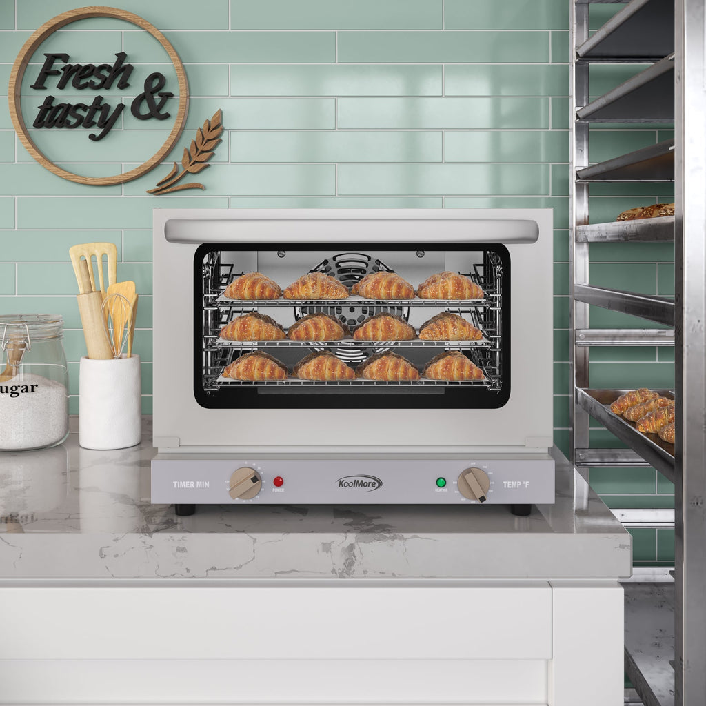 19 in. Countertop Convection Oven for Quarter-Size Pans with 3 Racks 1440W of Power in Stainless-Steel, 0.8 cu. ft.
