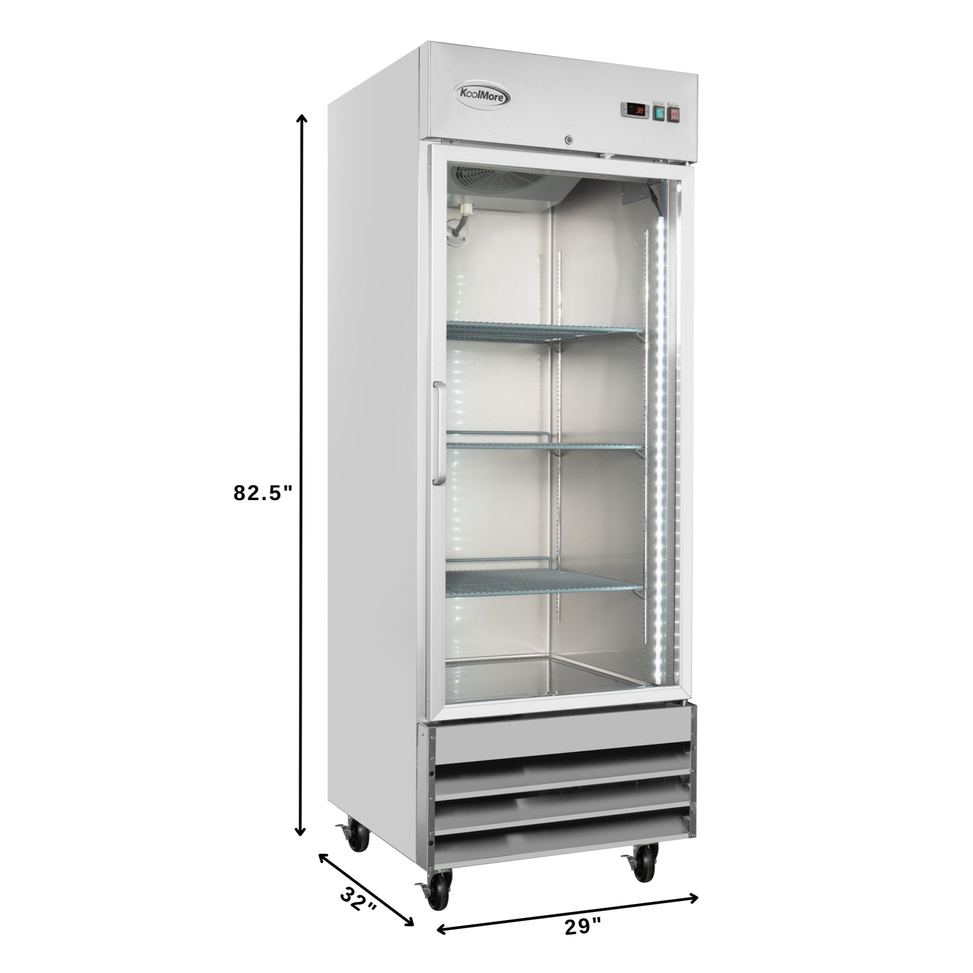 29 in. One Glass Door Reach-In Refrigerator, 21 Cu. Ft. in Stainless-Steel