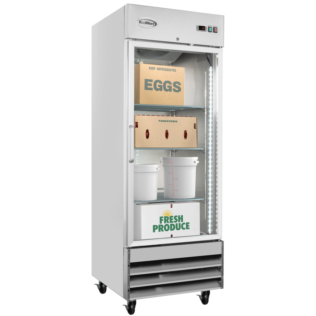 29 in. One Glass Door Reach-In Refrigerator, 21 Cu. Ft. in Stainless-Steel