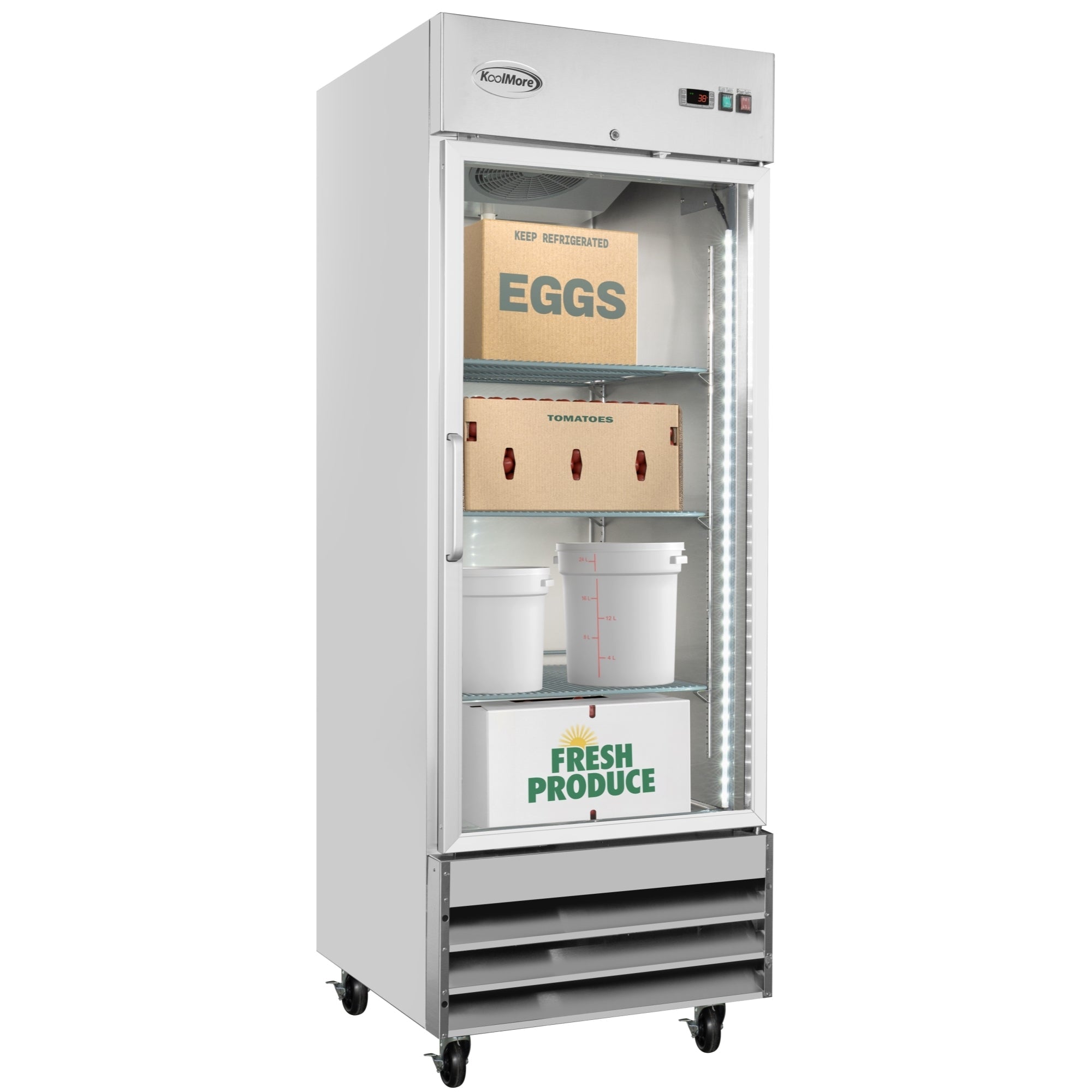 29 in. One Glass Door Reach-In Refrigerator, 21 Cu. Ft. in Stainless-Steel