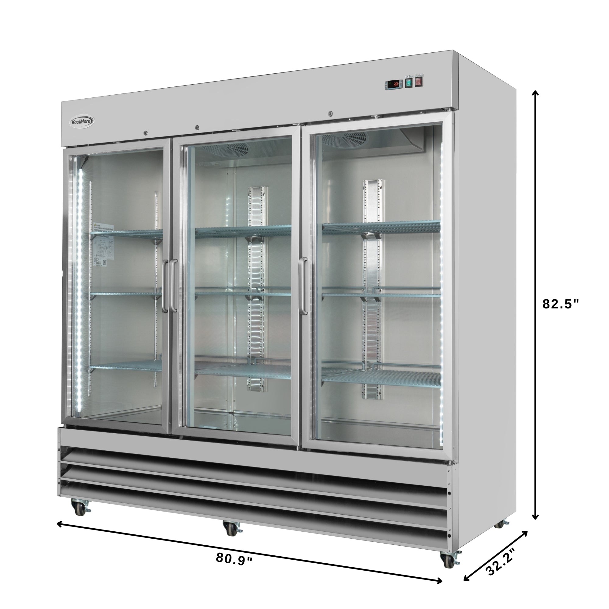 81 in. Three-Door Reach-In Refrigerator - 72 Cu Ft.