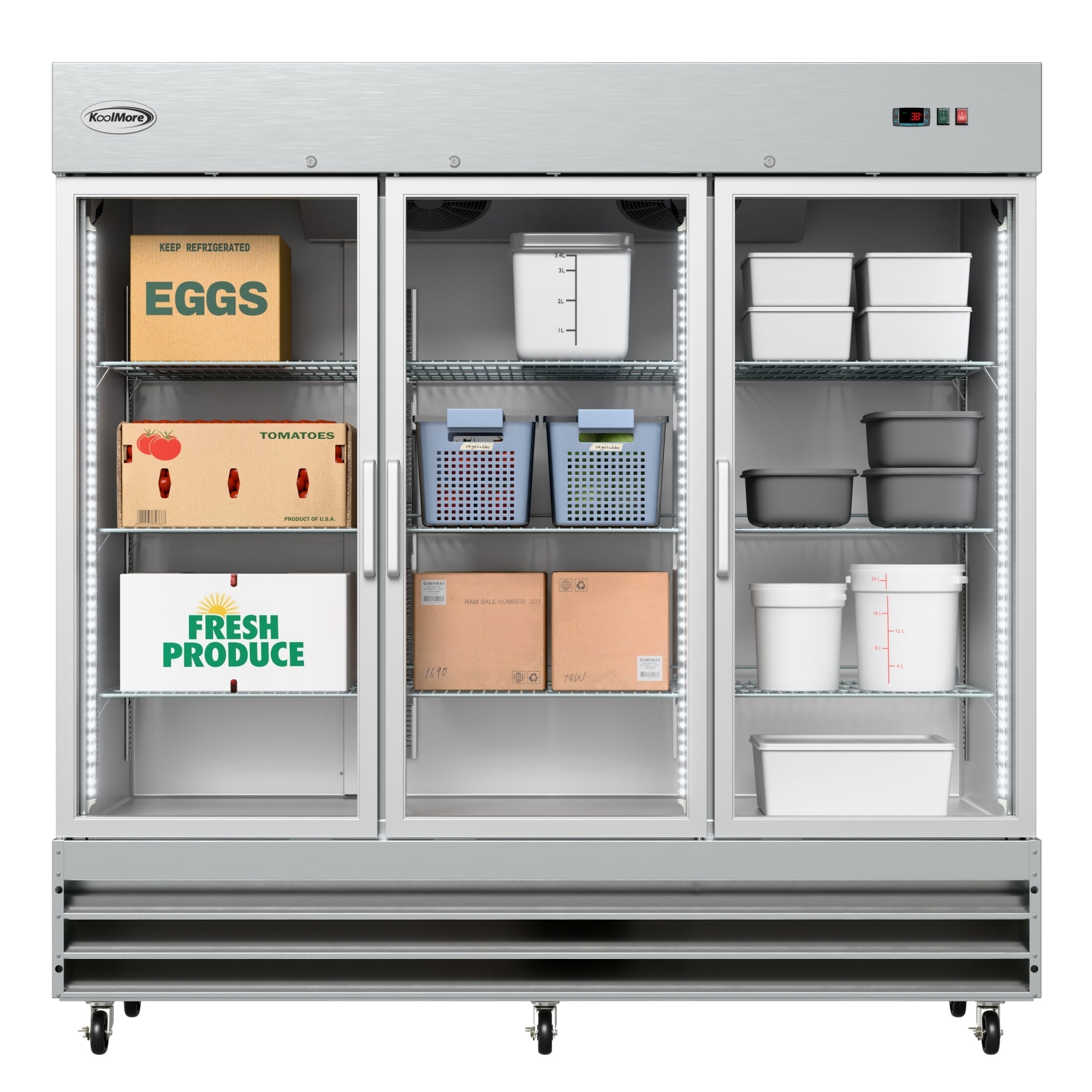 81 in. Three-Door Reach-In Refrigerator - 72 Cu Ft.