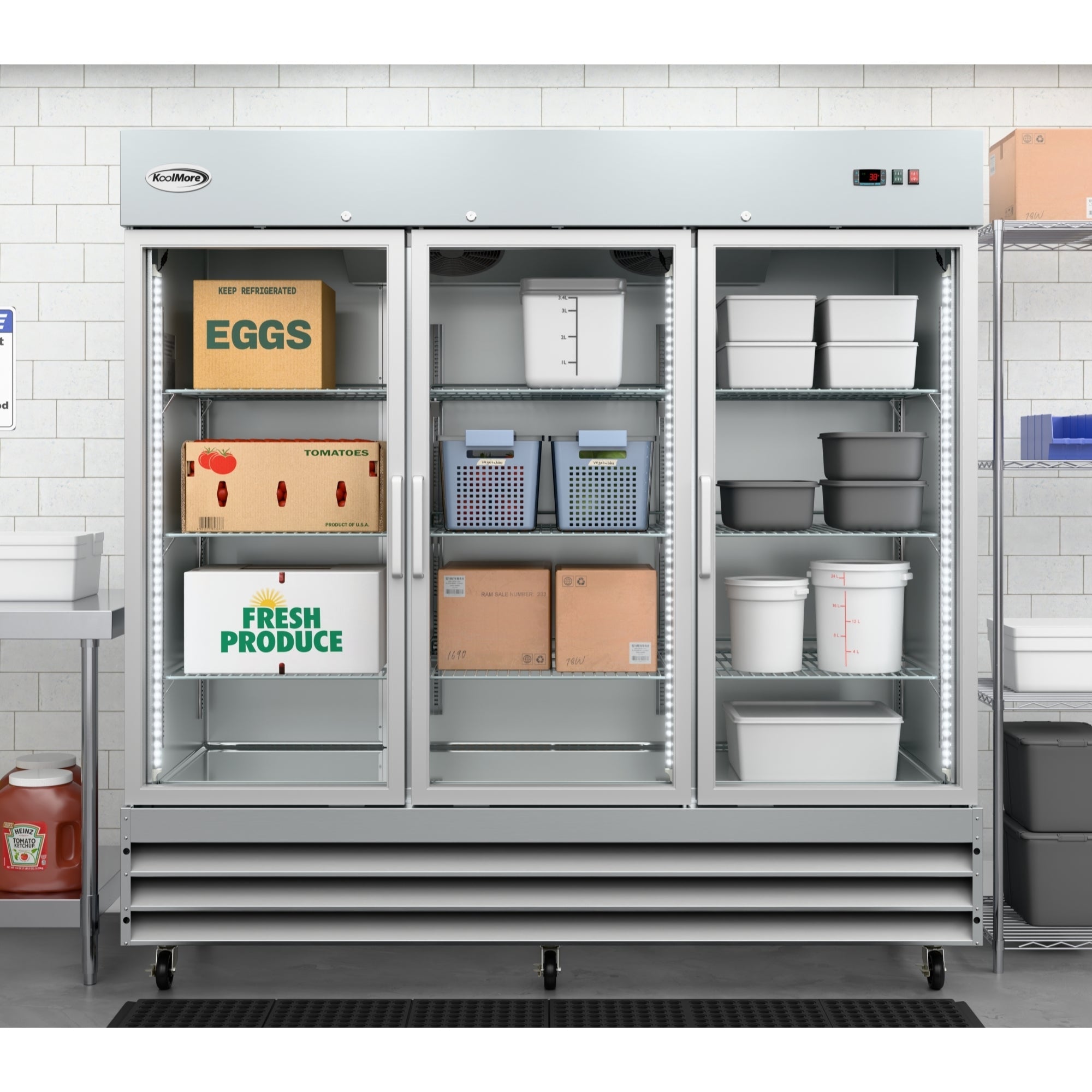 81 in. Three-Door Reach-In Refrigerator - 72 Cu Ft.