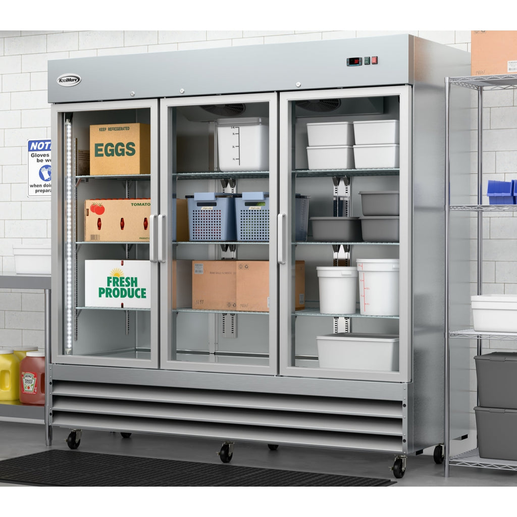 81 in. Three-Door Reach-In Refrigerator - 72 Cu Ft.