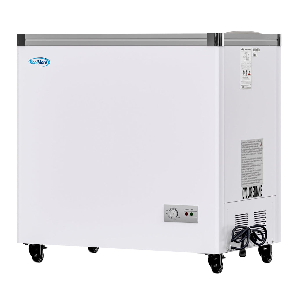 33 in. Flat Top Ice Cream Display Freezer, 7 cu. ft. Capacity in White - Wrap